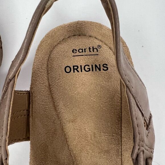 NWOT! Earth Origins Berri Woven Casual Round Slip-On Tan Leather Sandals Sz 9N - Picture 11 of 11